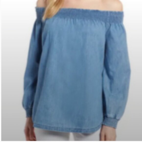 Off-The-Shoulder Chambray top - Picture 2 of 6